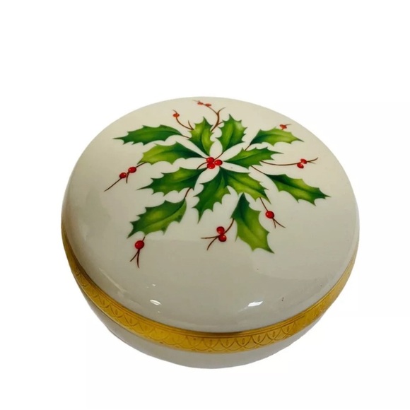 LENOX DIMENSION COLLECTION Holiday Candy Trinket Dish Mistletoe Christmas - Picture 1 of 5